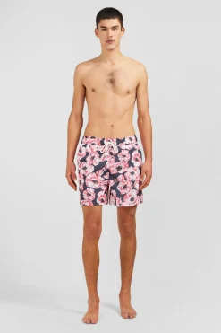 Short De Bain Rose Imprime Exclusif Fleurs