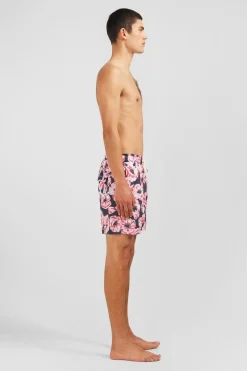 Short De Bain Rose Imprime Exclusif Fleurs