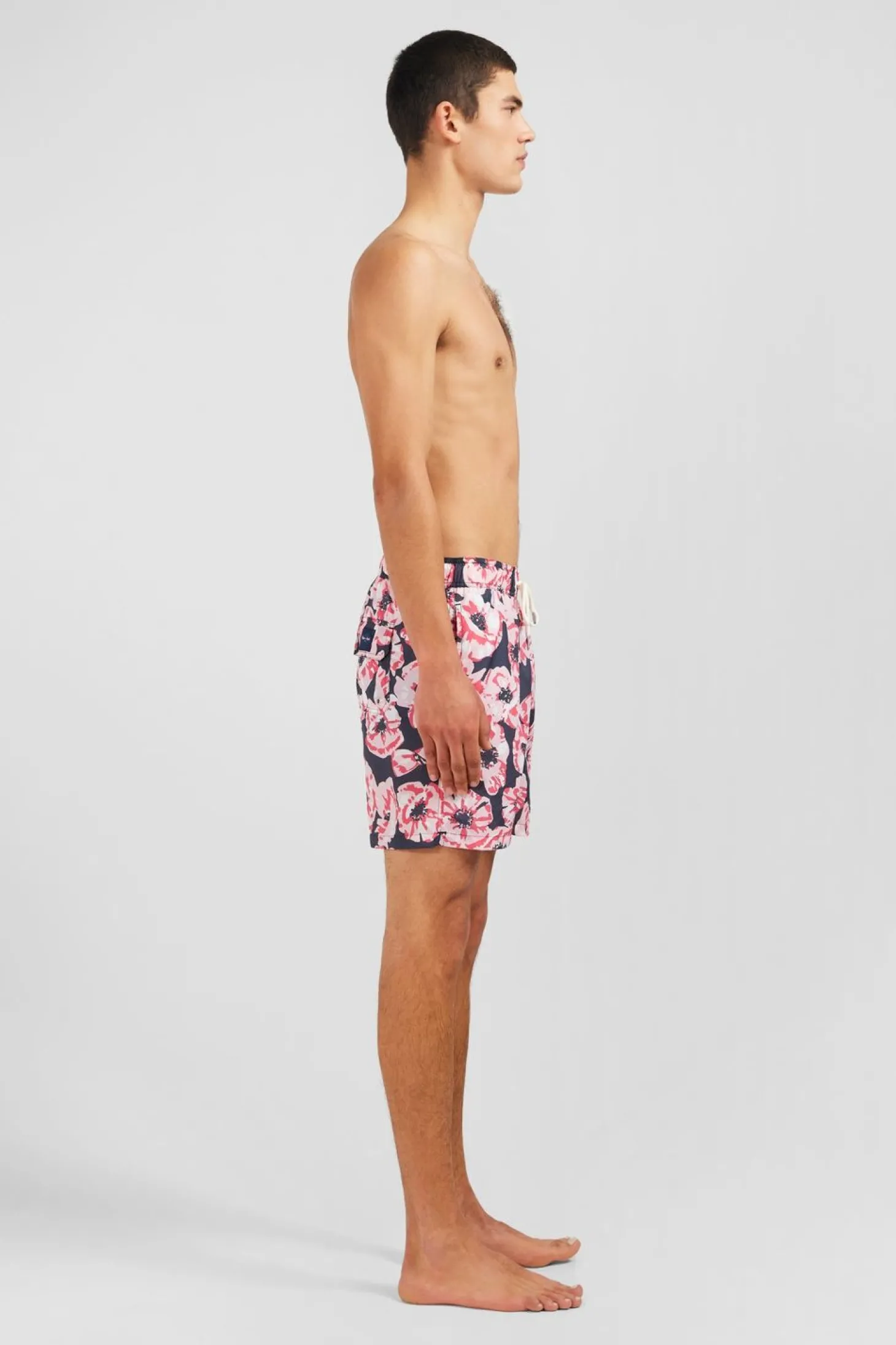 Short De Bain Rose Imprime Exclusif Fleurs