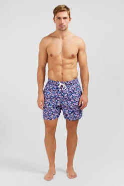 Short De Bain Rose Imprime Exclusif Fleurs