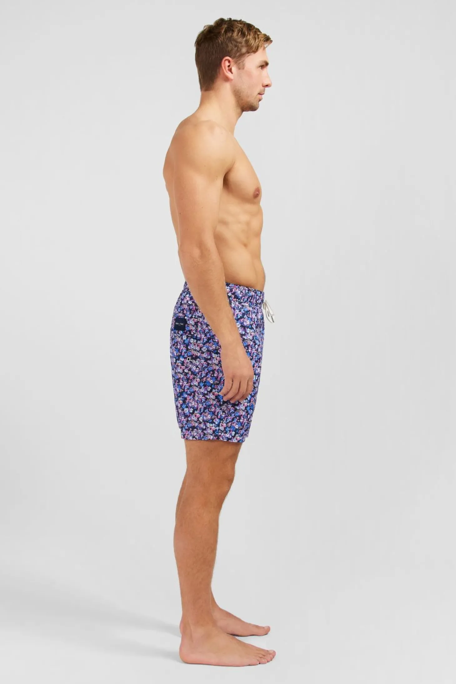Short De Bain Rose Imprime Exclusif Fleurs