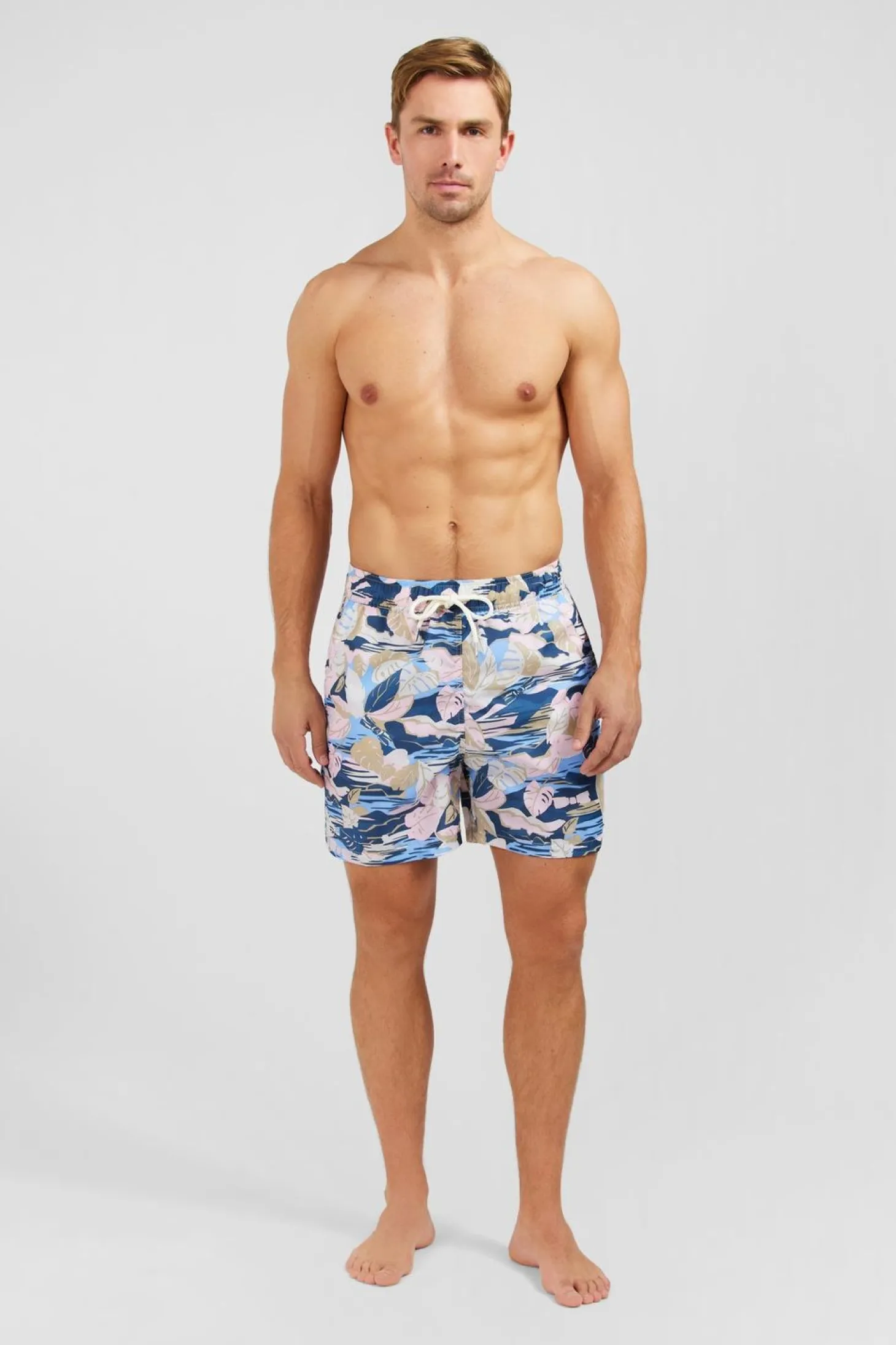 Short De Bain Rose Imprime Exclusif Tropical