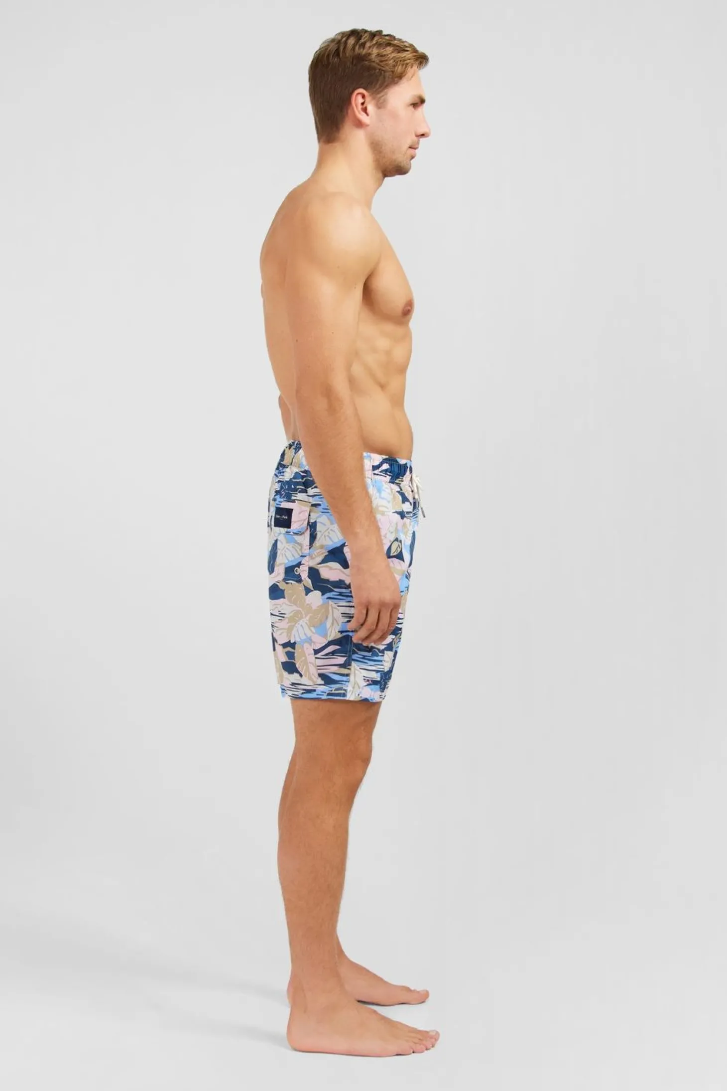 Short De Bain Rose Imprime Exclusif Tropical