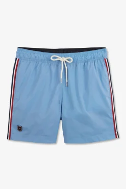 Short De Bain Uni Detail Bandes Tricolores