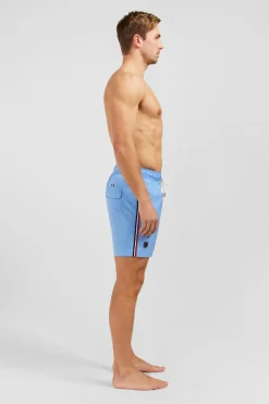 Short De Bain Uni Detail Bandes Tricolores