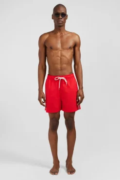 Short De Bain Uni Detail Bandes Tricolores