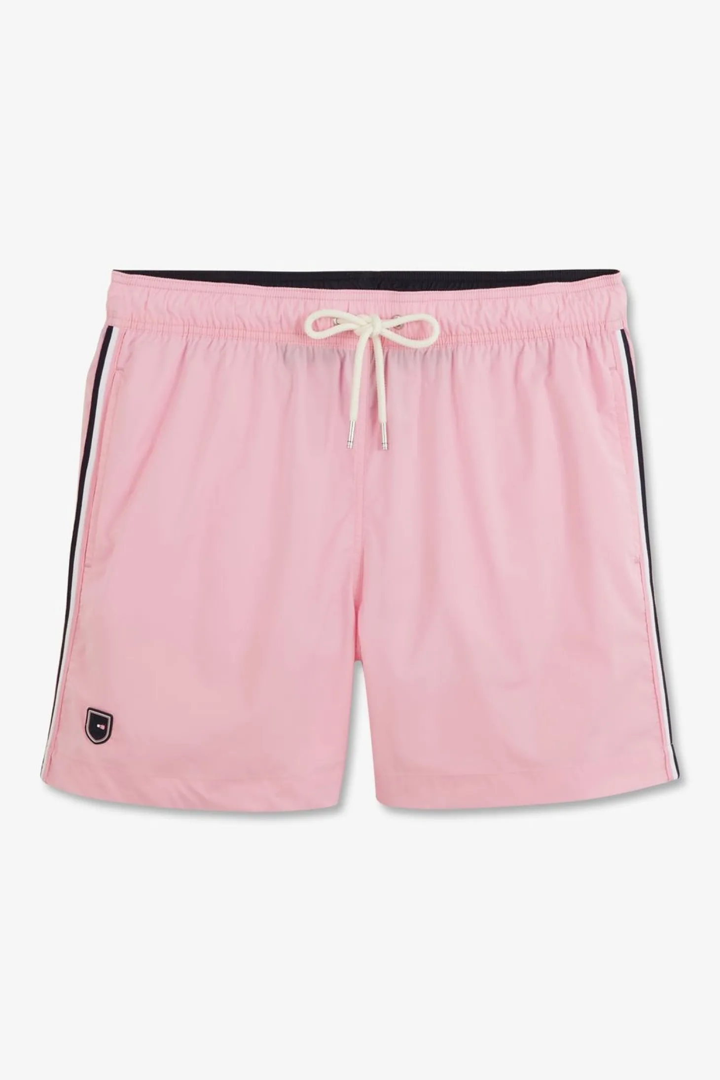 Short De Bain Uni Detail Bandes Tricolores