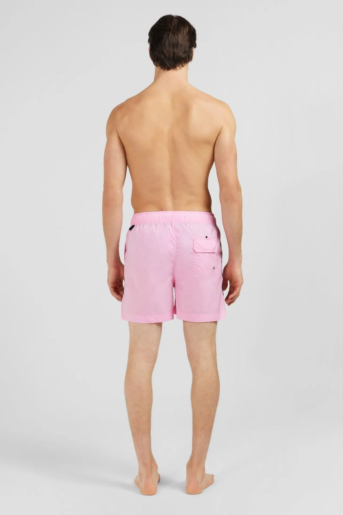 Short De Bain Uni Detail Bandes Tricolores
