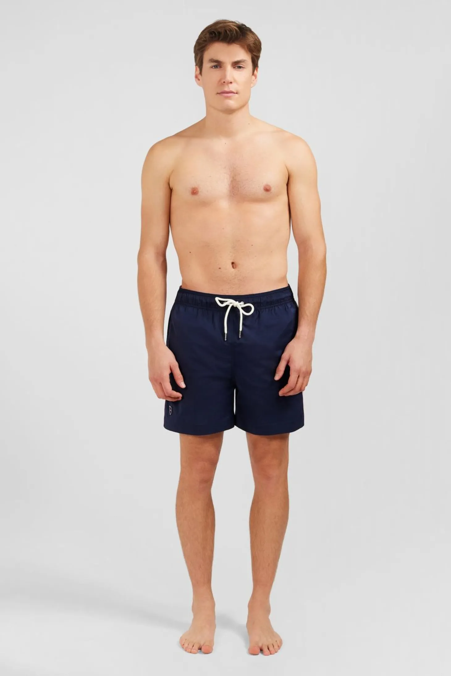 Short De Bain Uni Detail Bandes Tricolores