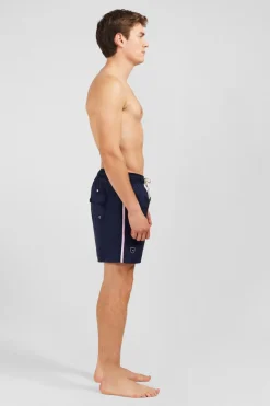 Short De Bain Uni Detail Bandes Tricolores