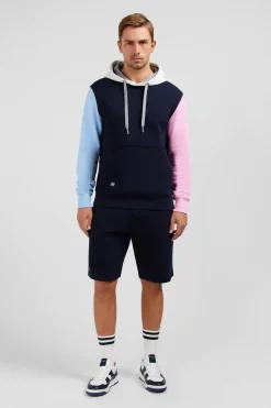 Sweat A Capuche Colorblock Bleu Fonce