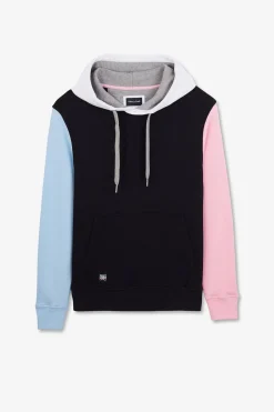Sweat A Capuche Colorblock Bleu Fonce
