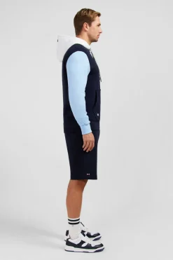 Sweat A Capuche Colorblock Bleu Fonce