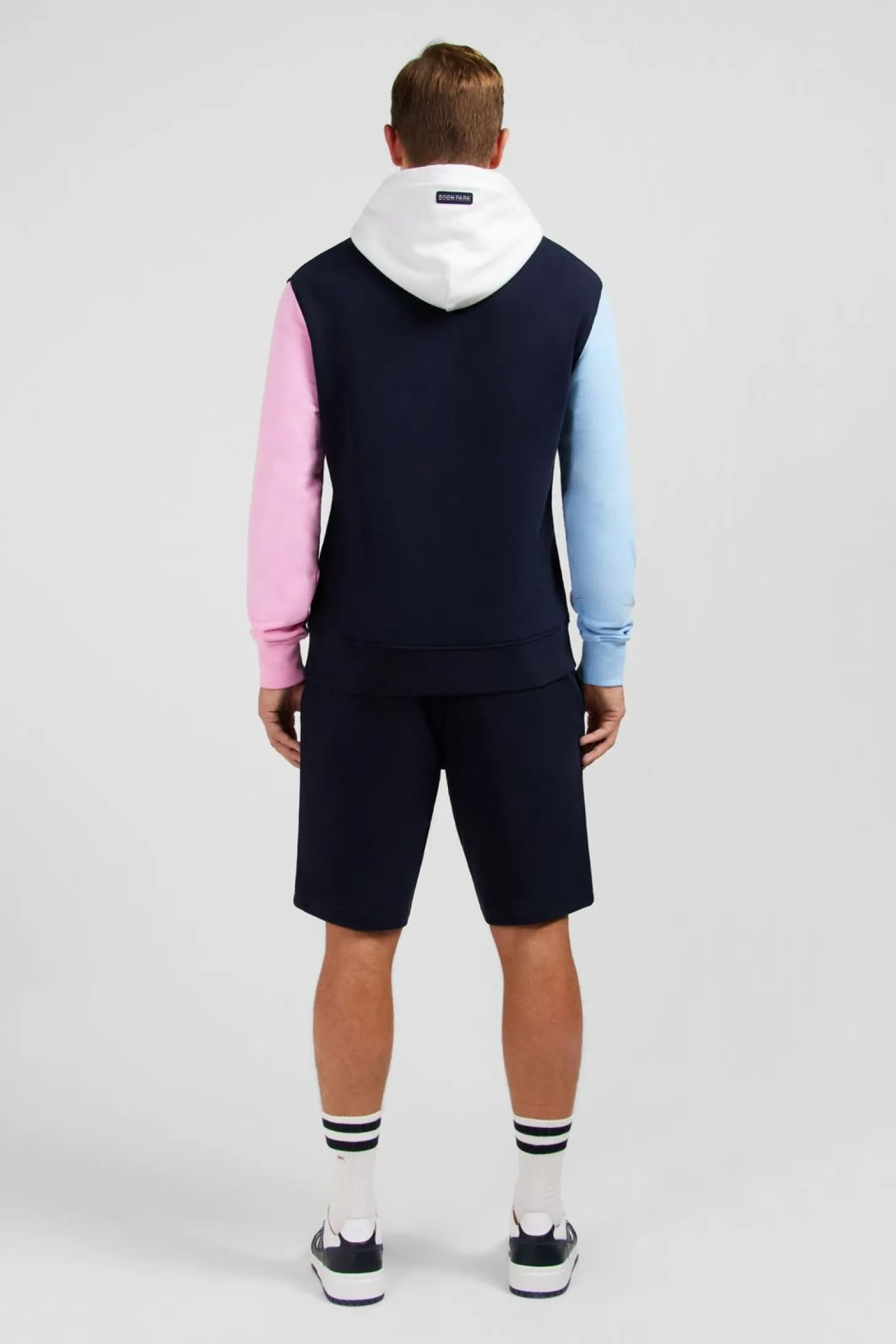 Sweat A Capuche Colorblock Bleu Fonce