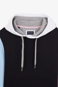 Sweat A Capuche Colorblock Bleu Fonce