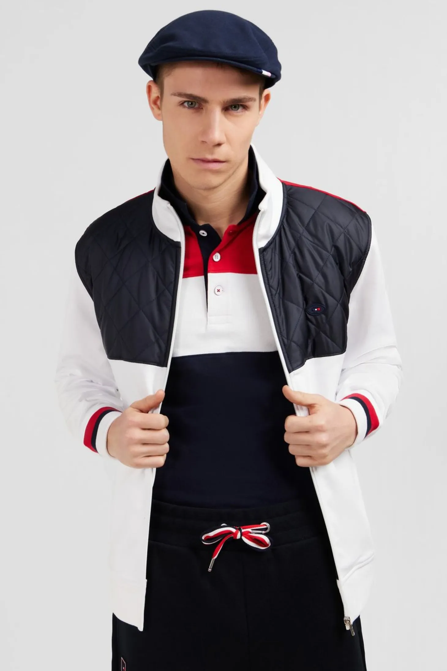 Sweat Blanc Zippe Colorblock