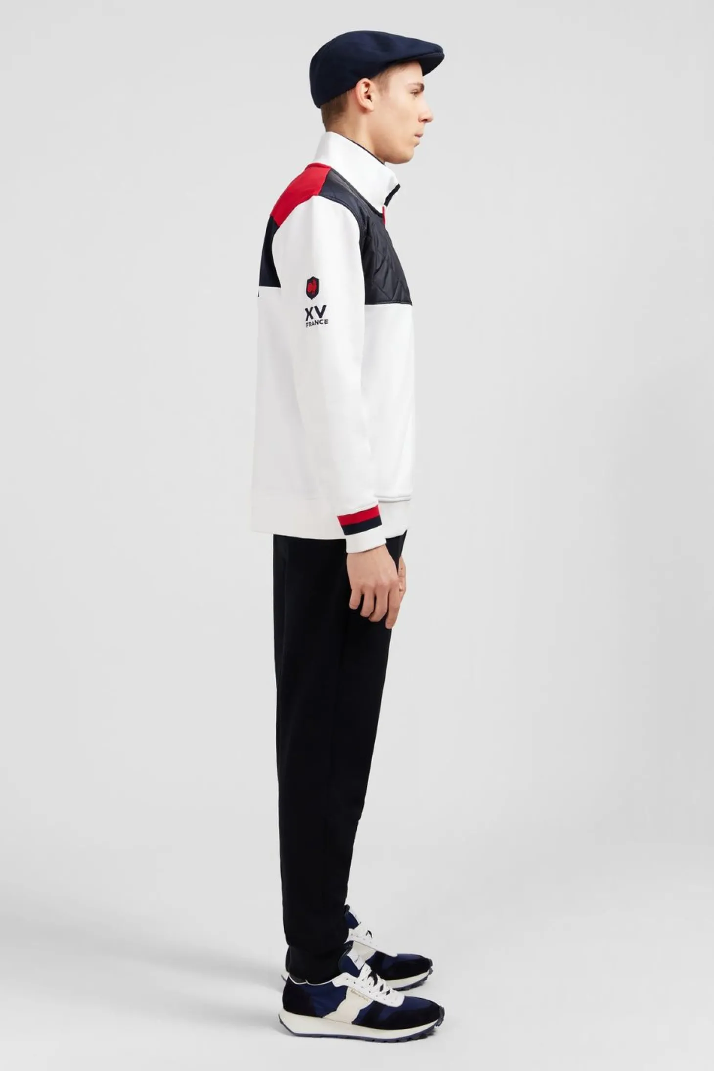 Sweat Blanc Zippe Colorblock