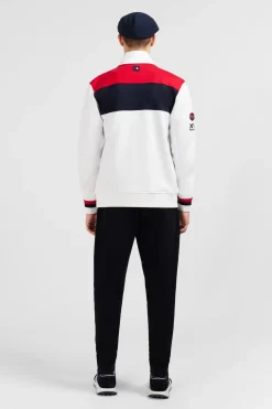 Sweat Blanc Zippe Colorblock