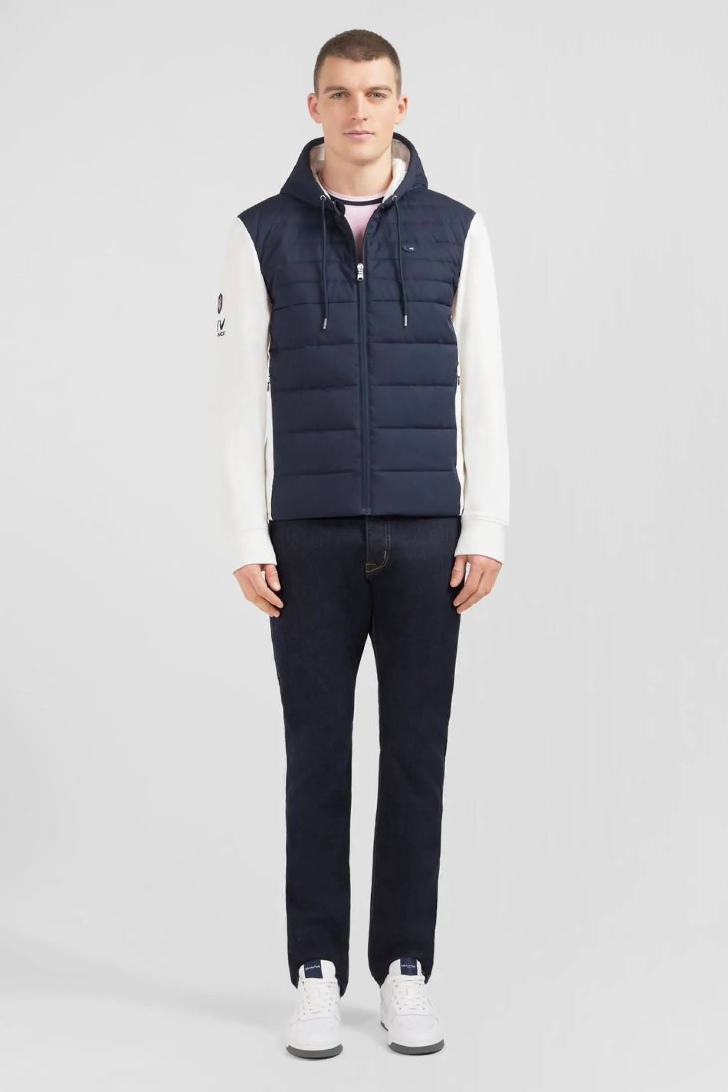 Sweat Blanc Zippe Colorblock Bimatiere Xv De France