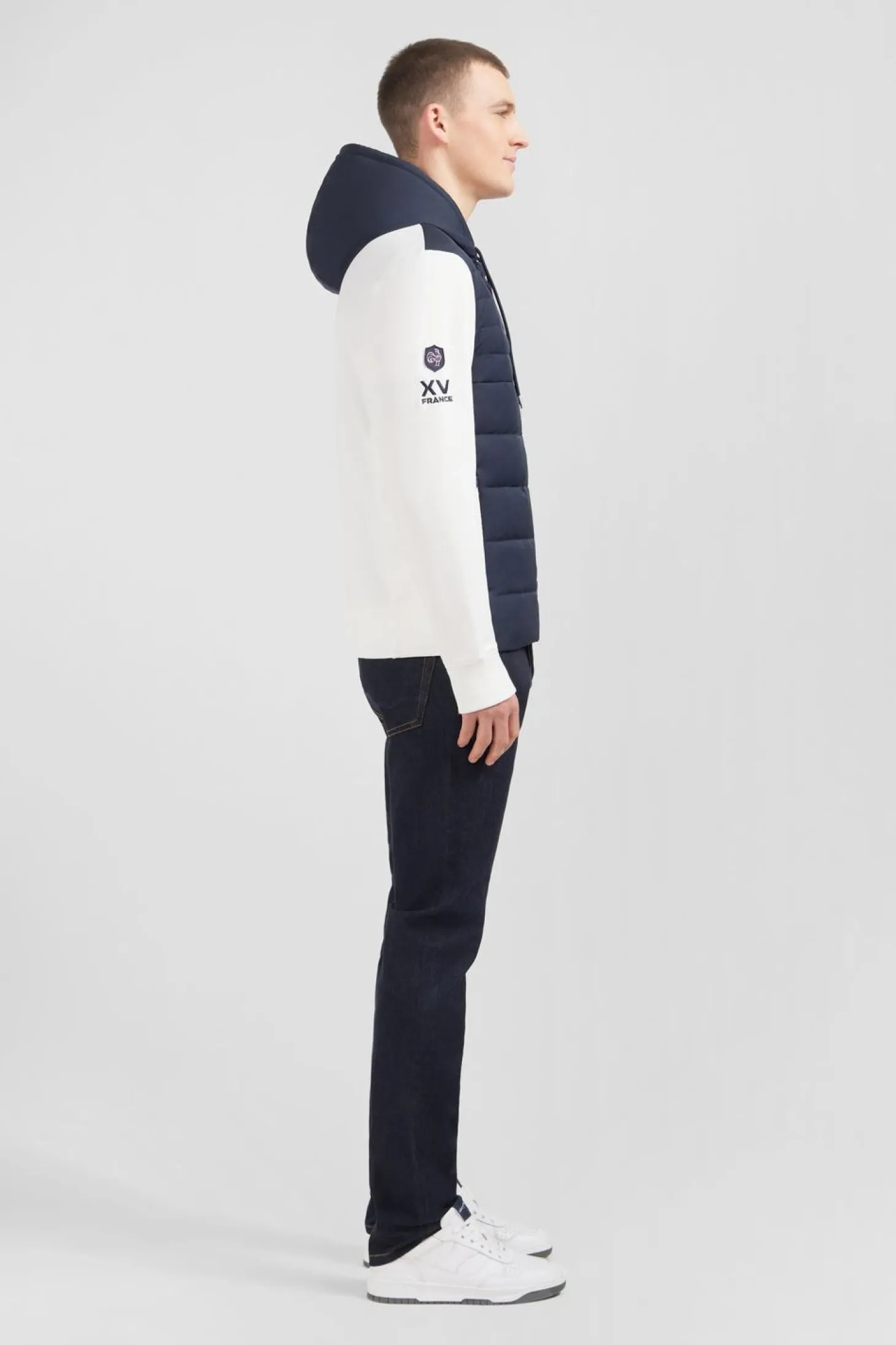 Sweat Blanc Zippe Colorblock Bimatiere Xv De France