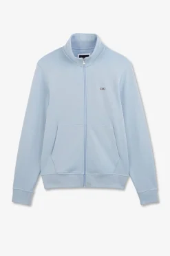 Sweat Bleu Clair Zippe A Col Montant