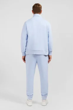 Sweat Bleu Clair Zippe A Col Montant