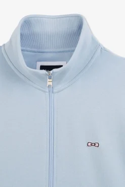 Sweat Bleu Clair Zippe A Col Montant