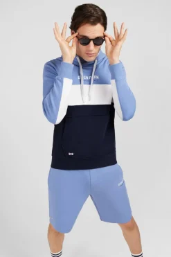 Sweat Bleu Colorblock A Capuche