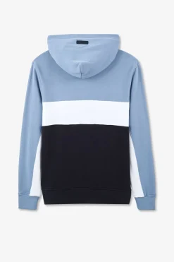 Sweat Bleu Colorblock A Capuche