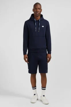 Sweat Bleu Fonce Uni A Capuche