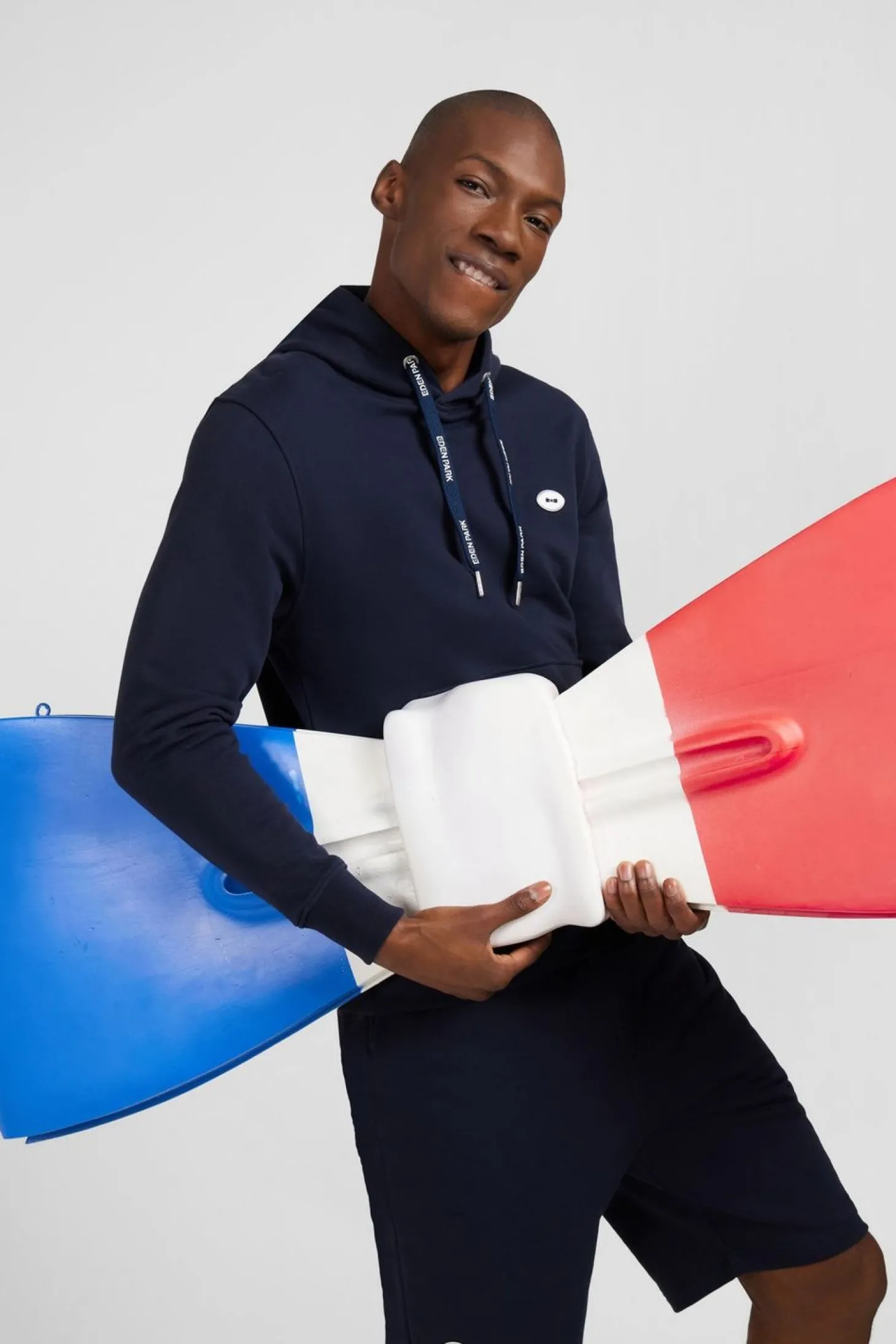 Sweat Bleu Fonce Uni A Capuche