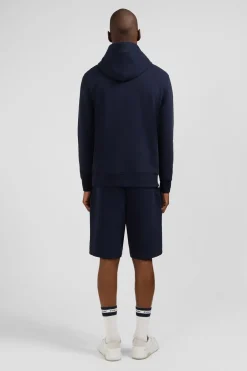 Sweat Bleu Fonce Uni A Capuche