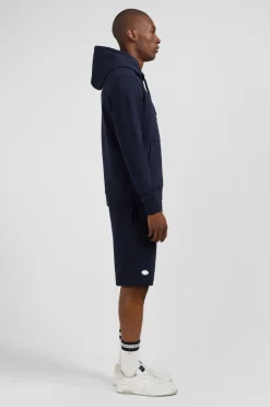 Sweat Bleu Fonce Uni A Capuche