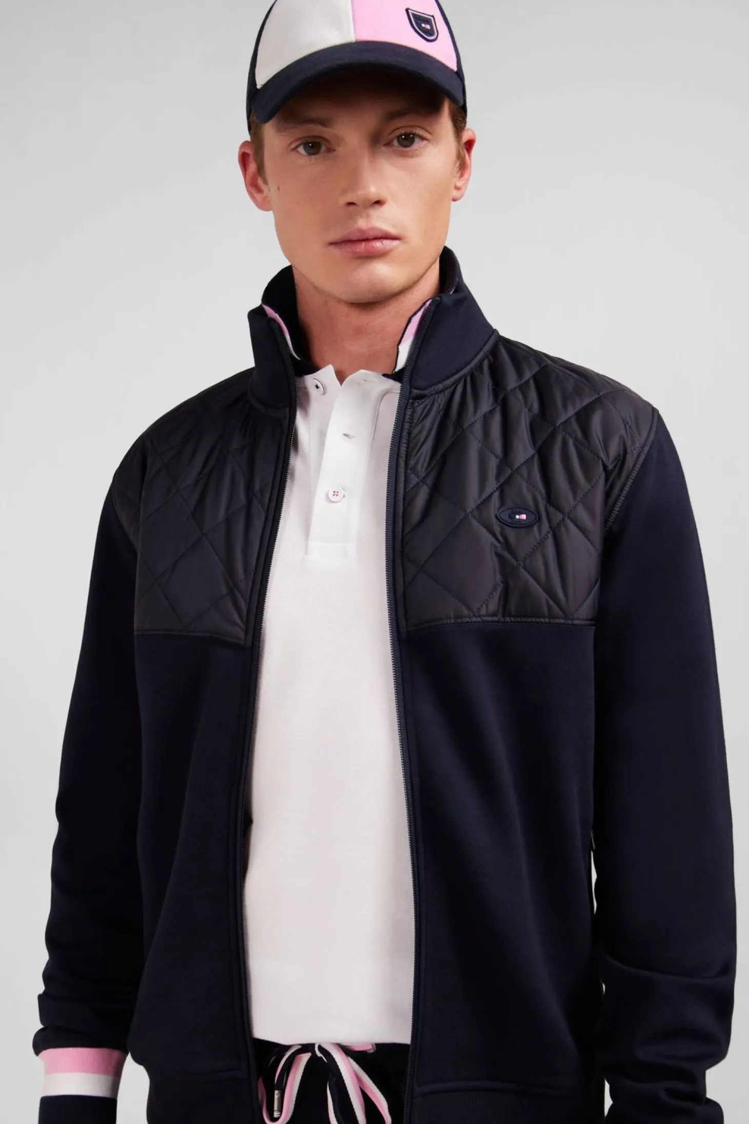 Sweat Bleu Fonce Zippe Colorblock