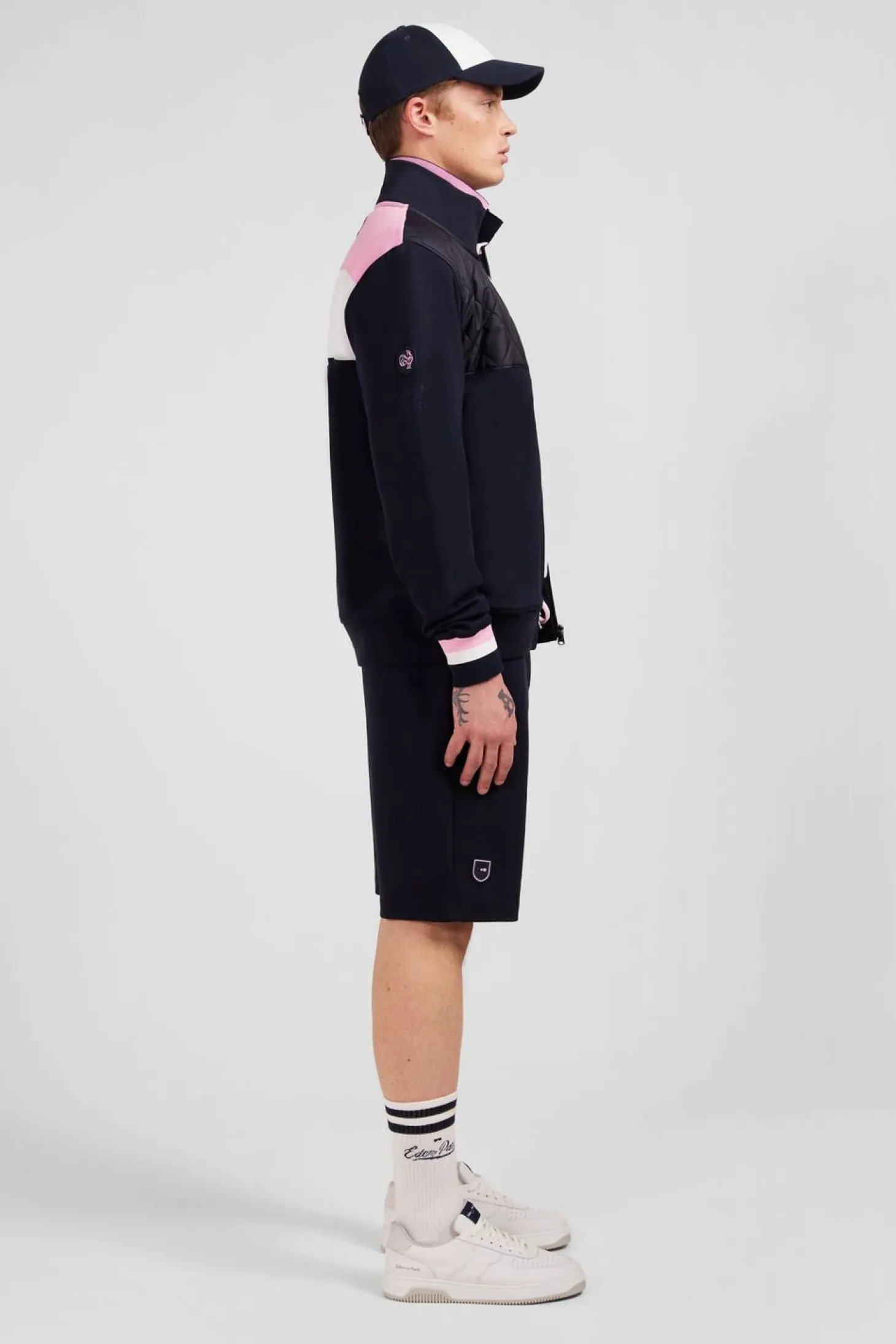 Sweat Bleu Fonce Zippe Colorblock