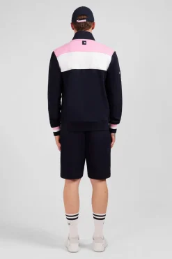 Sweat Bleu Fonce Zippe Colorblock