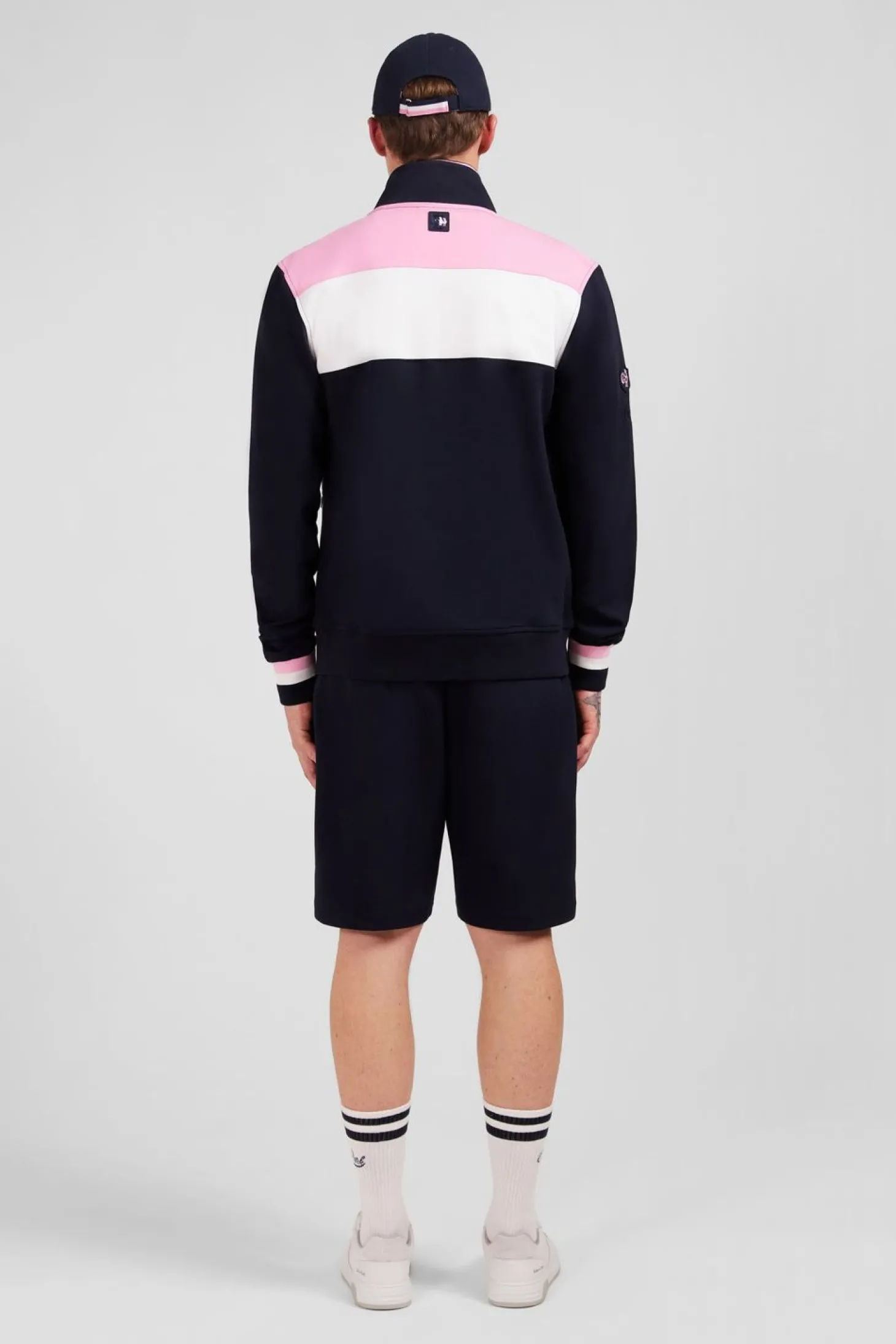 Sweat Bleu Fonce Zippe Colorblock