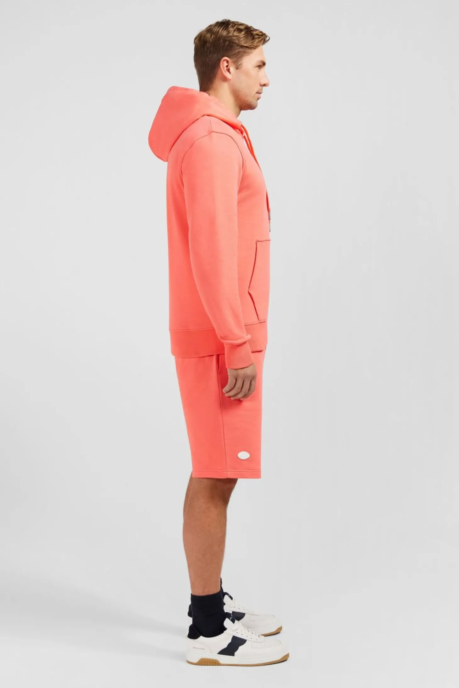 Sweat Rose Saumon Uni A Capuche