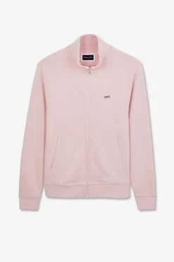 Sweat Rose Zippe A Col Montant