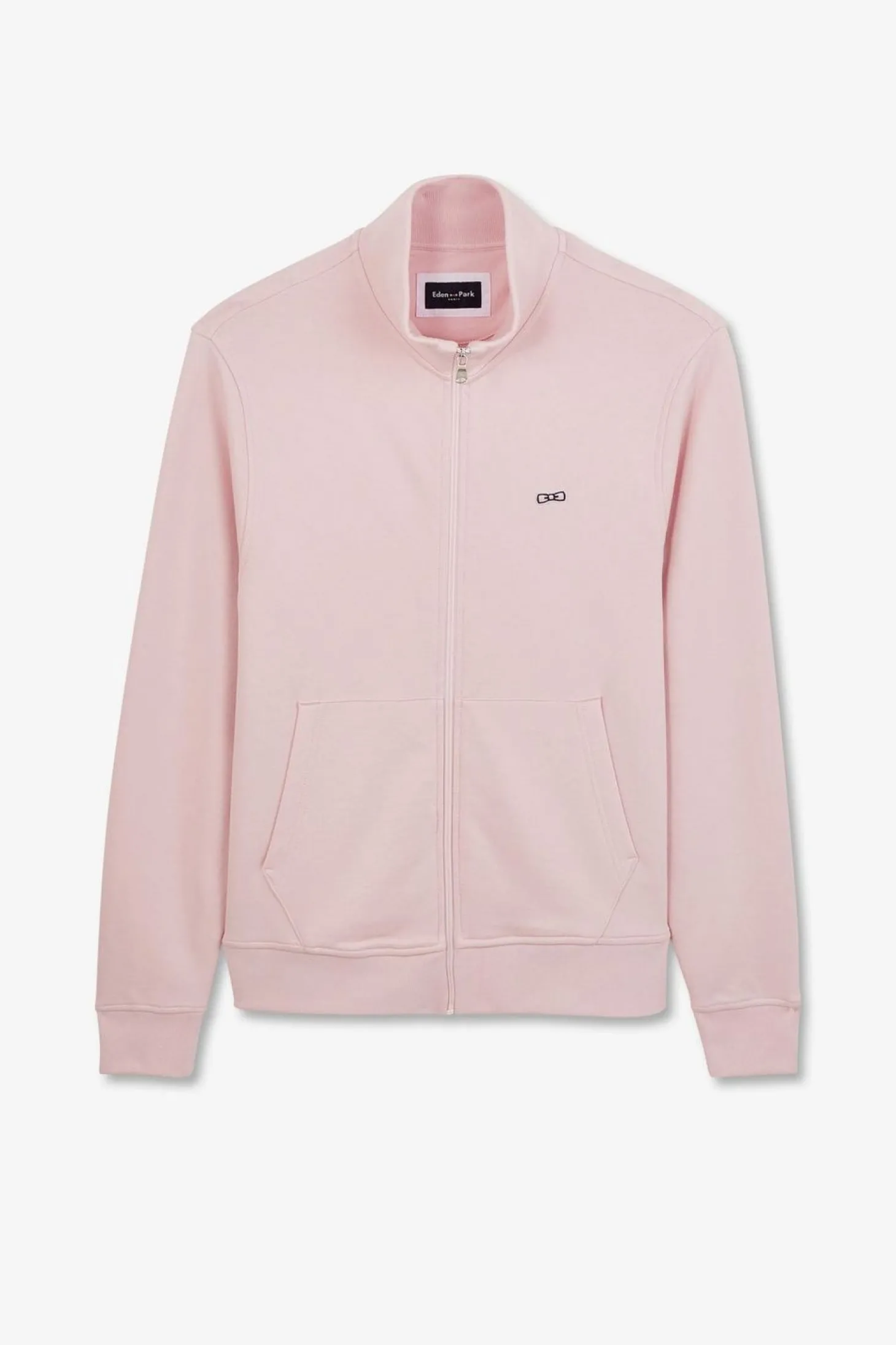 Sweat Rose Zippe A Col Montant