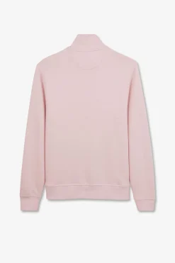 Sweat Rose Zippe A Col Montant