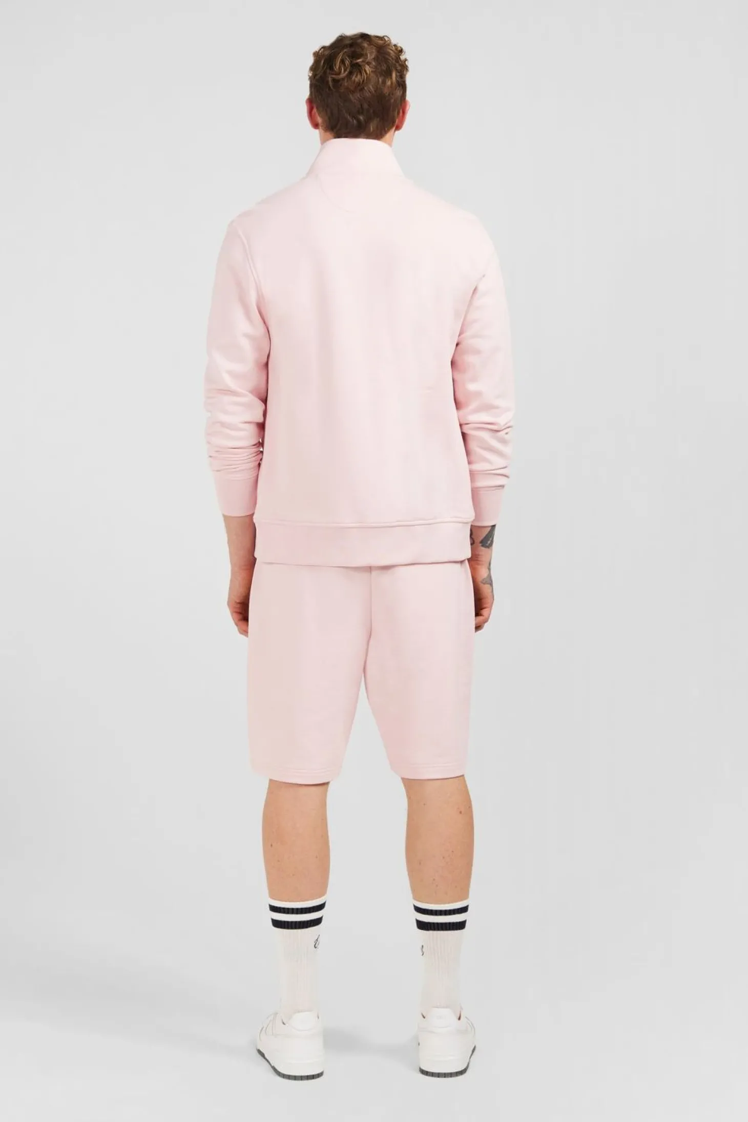 Sweat Rose Zippe A Col Montant