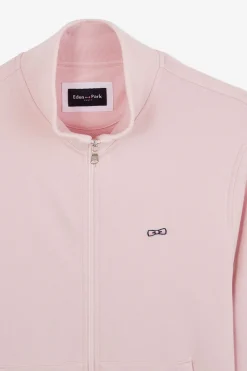 Sweat Rose Zippe A Col Montant