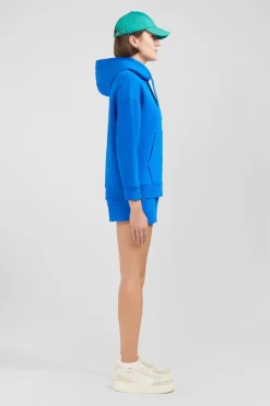 Sweatshirt A Capuche En Molleton Bleu