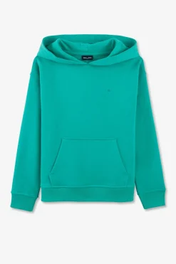 Sweatshirt A Capuche Serigraphiee Vert En Molleton