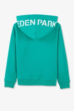 Sweatshirt A Capuche Serigraphiee Vert En Molleton
