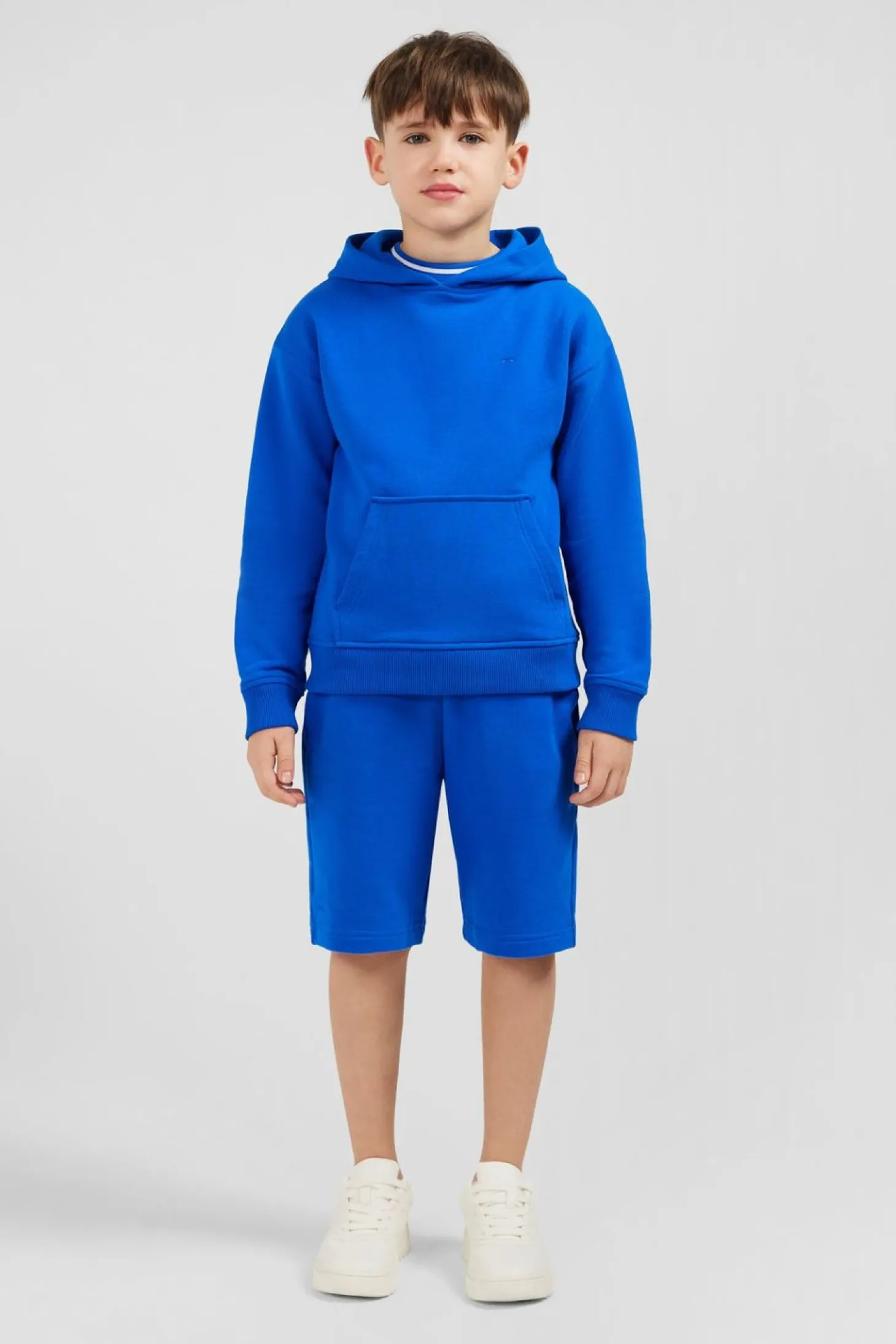 Sweatshirt A Capuche Serigraphiee Bleu En Molleton