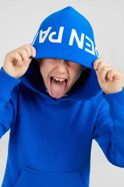 Sweatshirt A Capuche Serigraphiee Bleu En Molleton