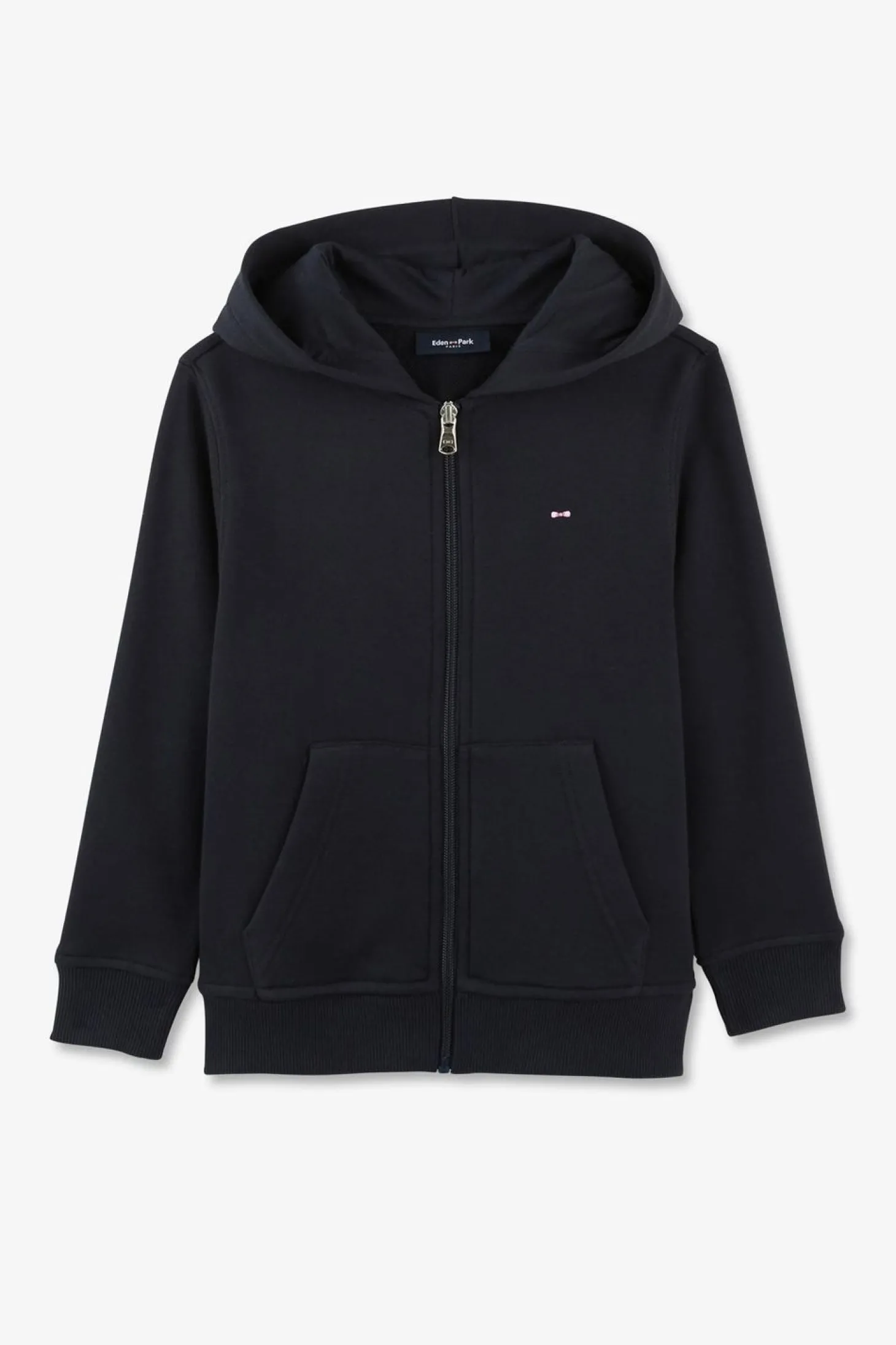 Sweatshirt A Capuche Zippe Marine En Molleton Coton