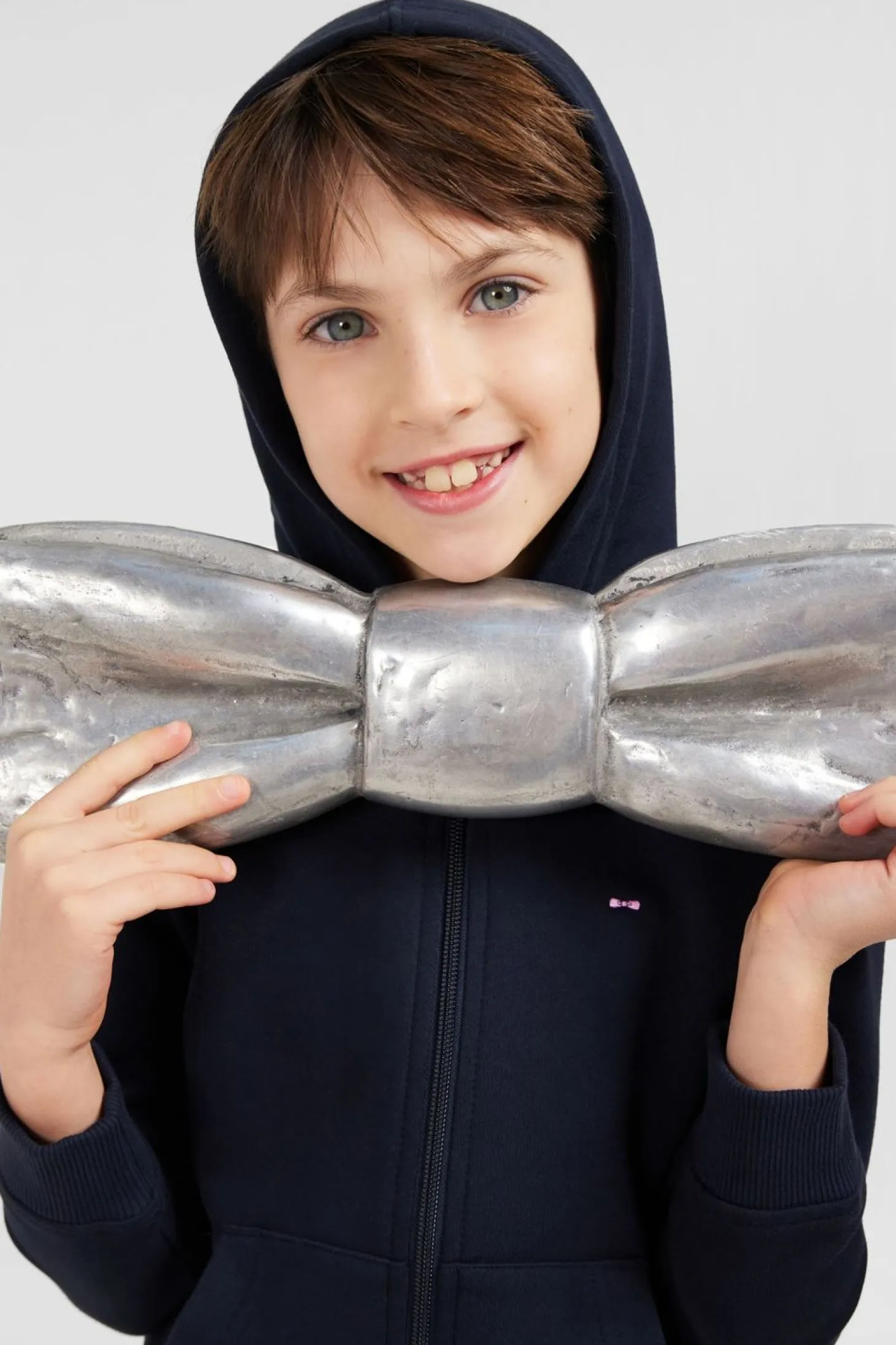 Sweatshirt A Capuche Zippe Marine En Molleton Coton